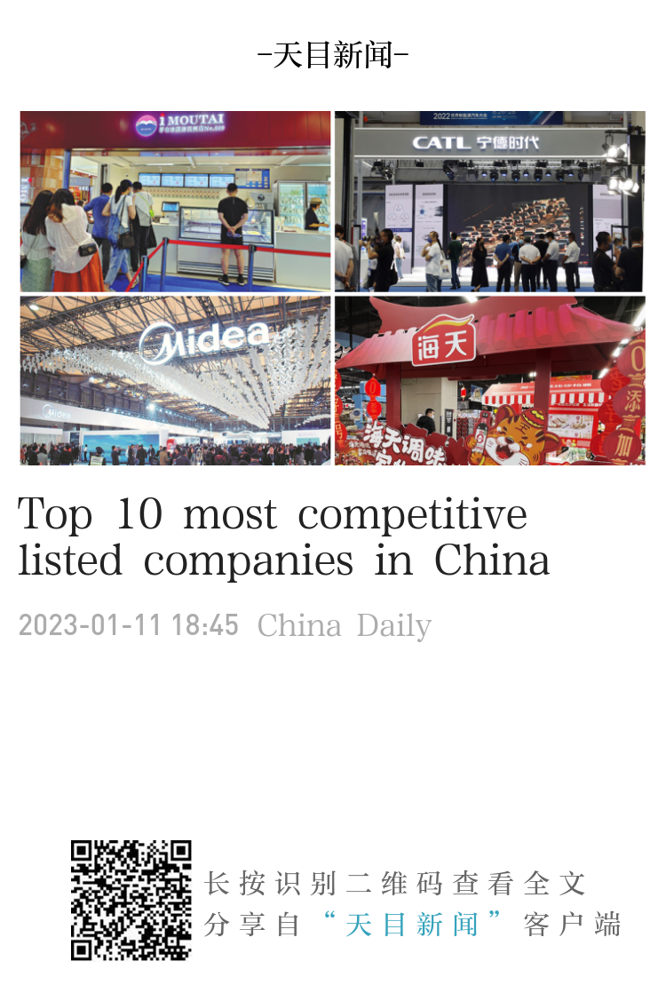 Top 10 most competitive listed companies in China