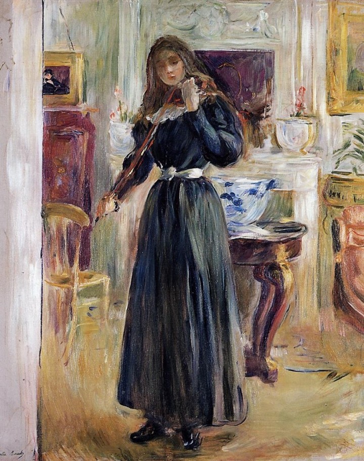 41贝尔特·莫里索：《朱莉在拉小提琴》，布面油画，1893年，未知。.jpg