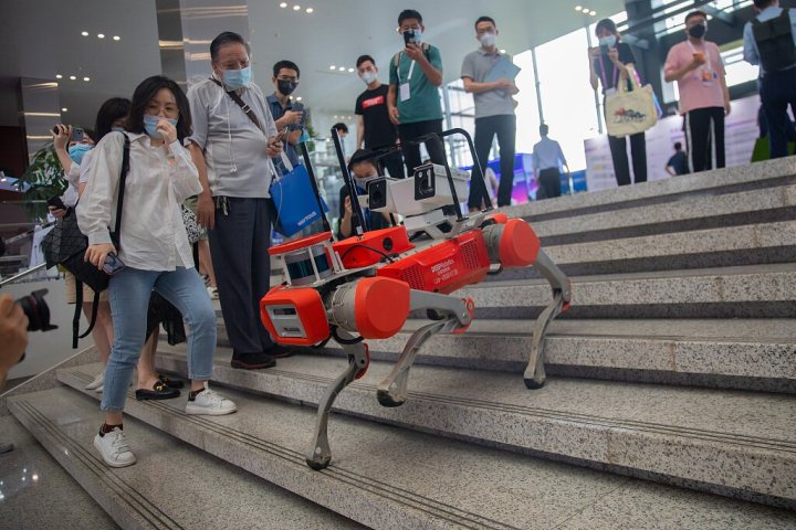 2022年9月1日，上海，能上下楼梯的绝影X20工业级四足机器狗吸引了众人围观.jpg
