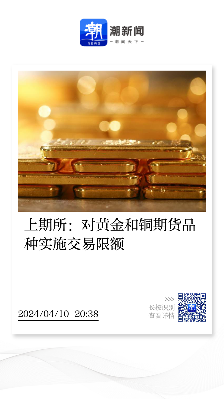 上期所：对黄金和铜期货品种实施交易限额
